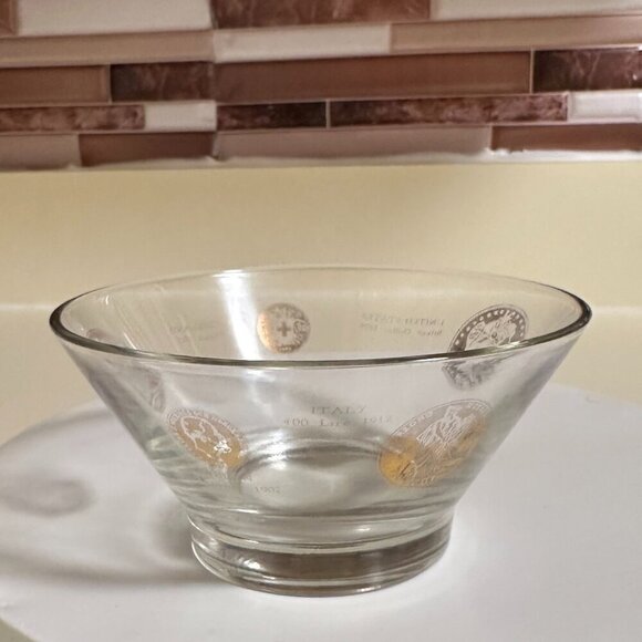 Other - Clear Glass Bowl with Gold Accents